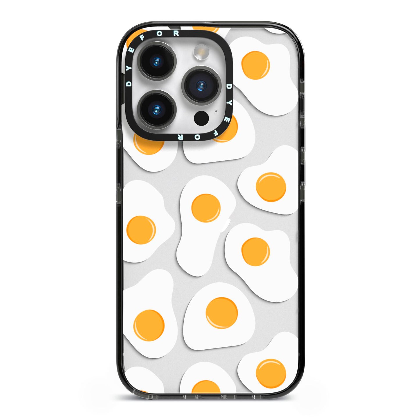 Fried Egg iPhone 14 Pro Black Impact Case on Silver phone