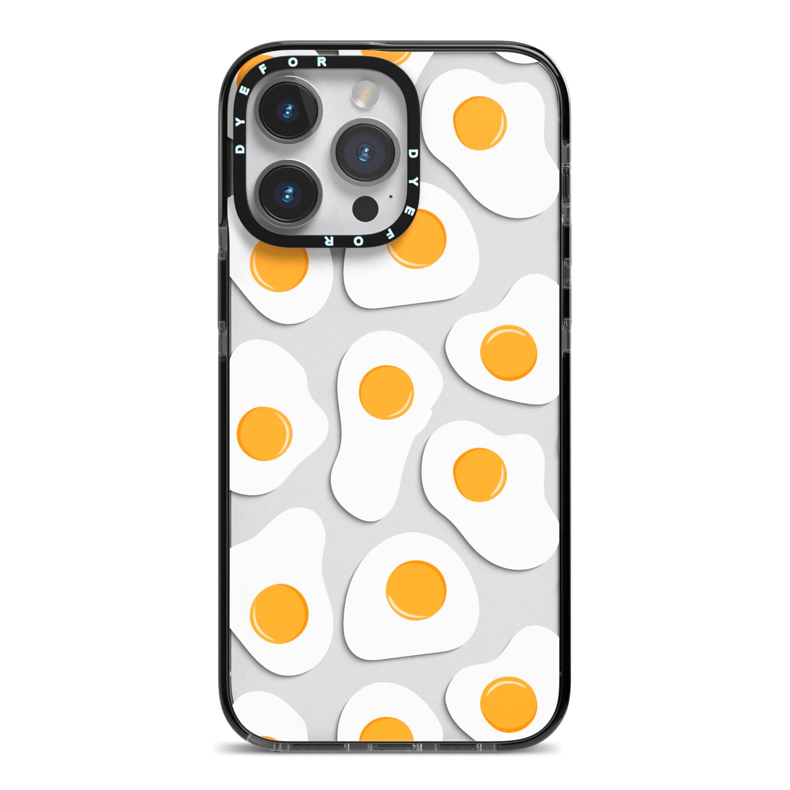 Fried Egg iPhone 14 Pro Max Black Impact Case on Silver phone