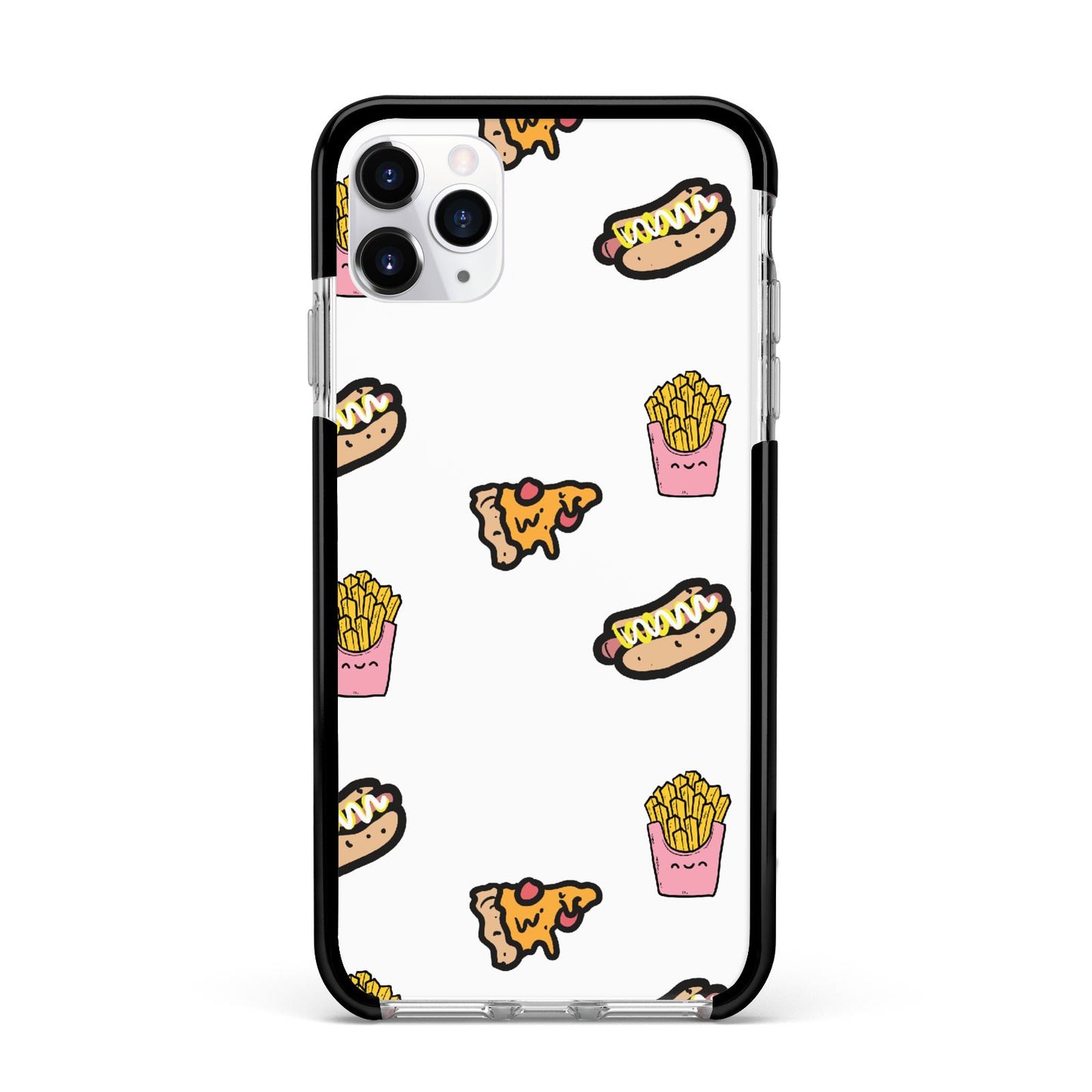 Fries Pizza Hot Dog Apple iPhone 11 Pro Max in Silver with Black Impact Case