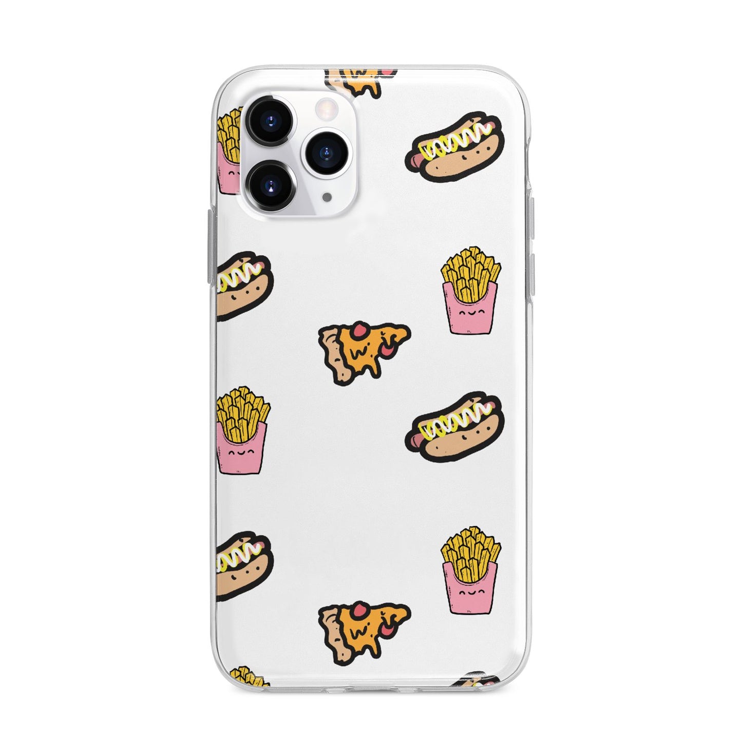 Fries Pizza Hot Dog Apple iPhone 11 Pro Max in Silver with Bumper Case