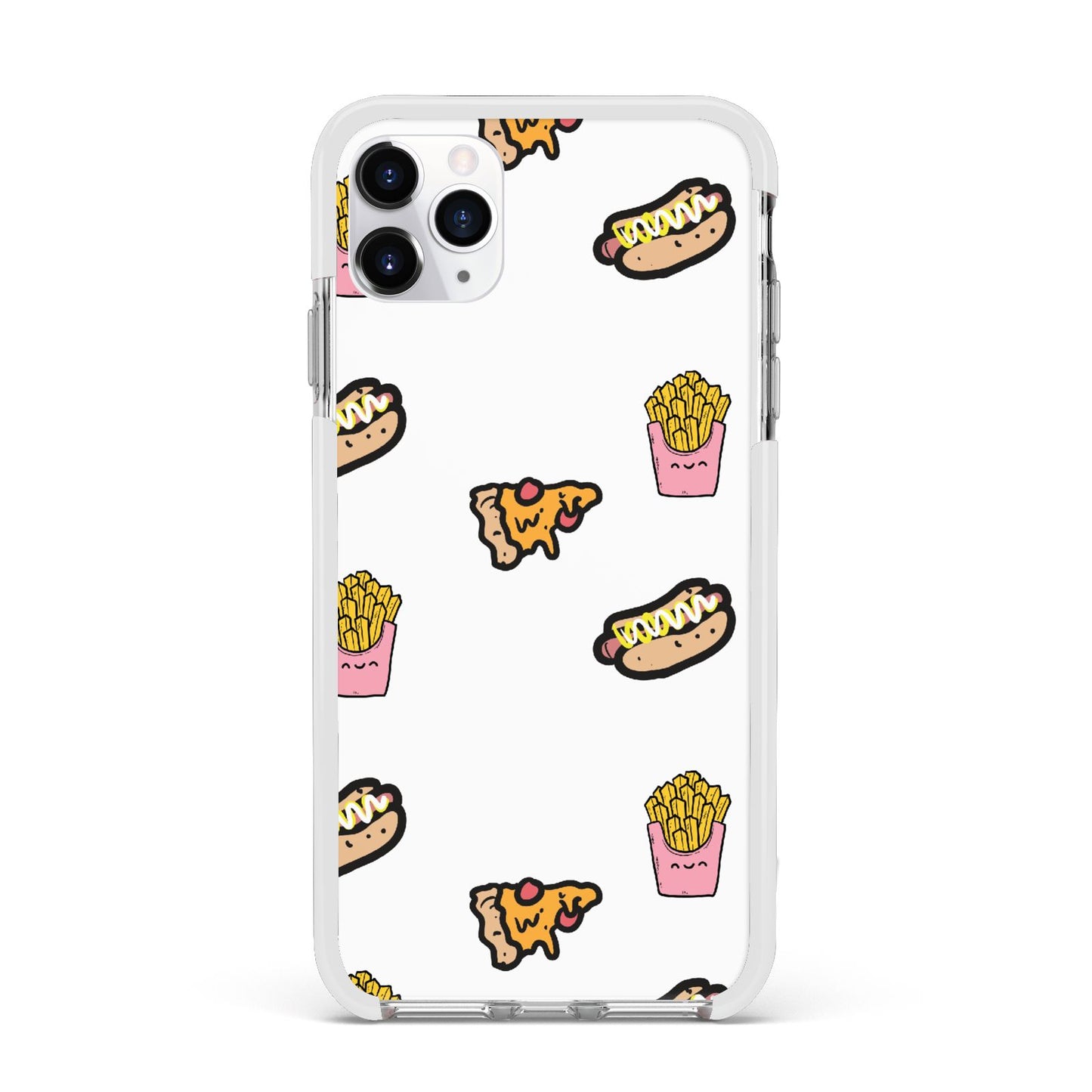 Fries Pizza Hot Dog Apple iPhone 11 Pro Max in Silver with White Impact Case