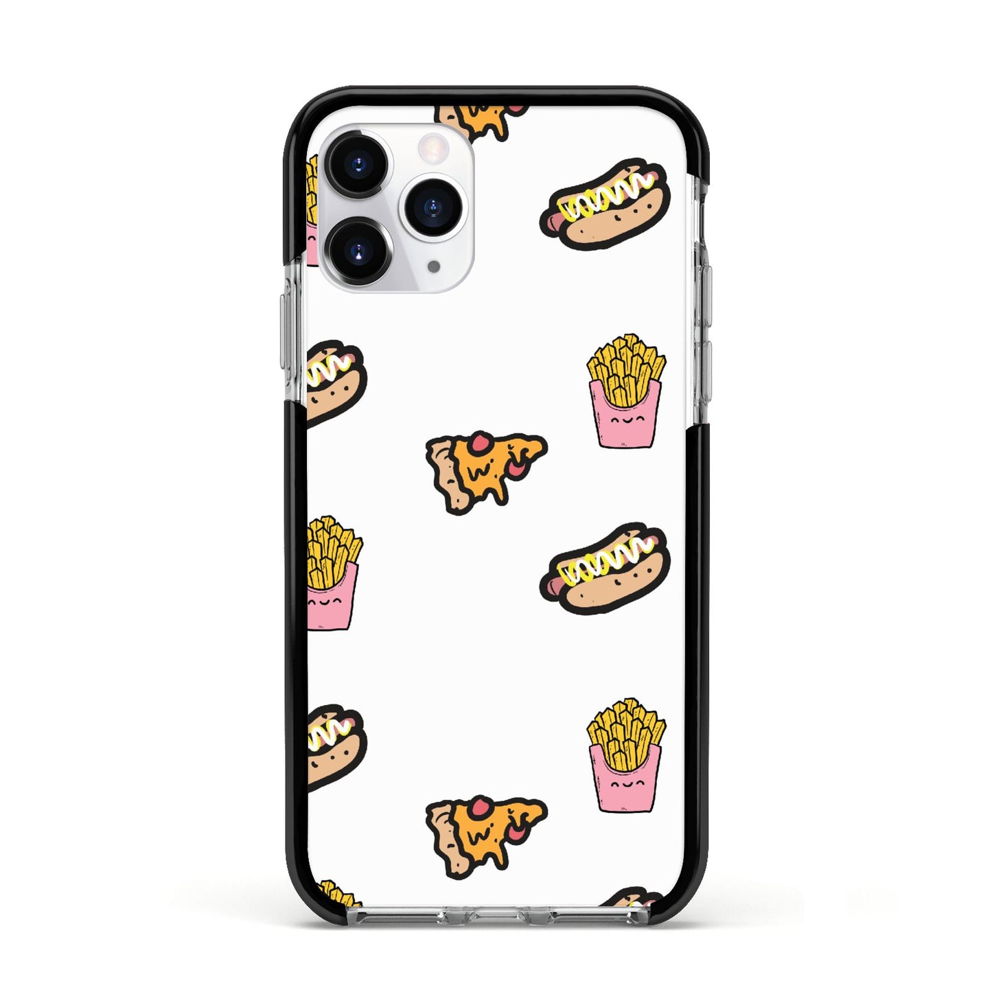 Fries Pizza Hot Dog Apple iPhone 11 Pro in Silver with Black Impact Case