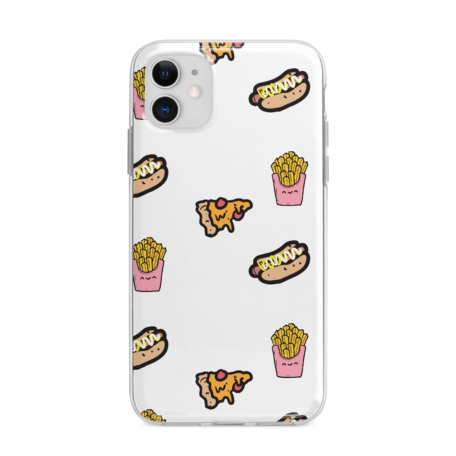 Fries Pizza Hot Dog Apple iPhone 11 in White with Bumper Case