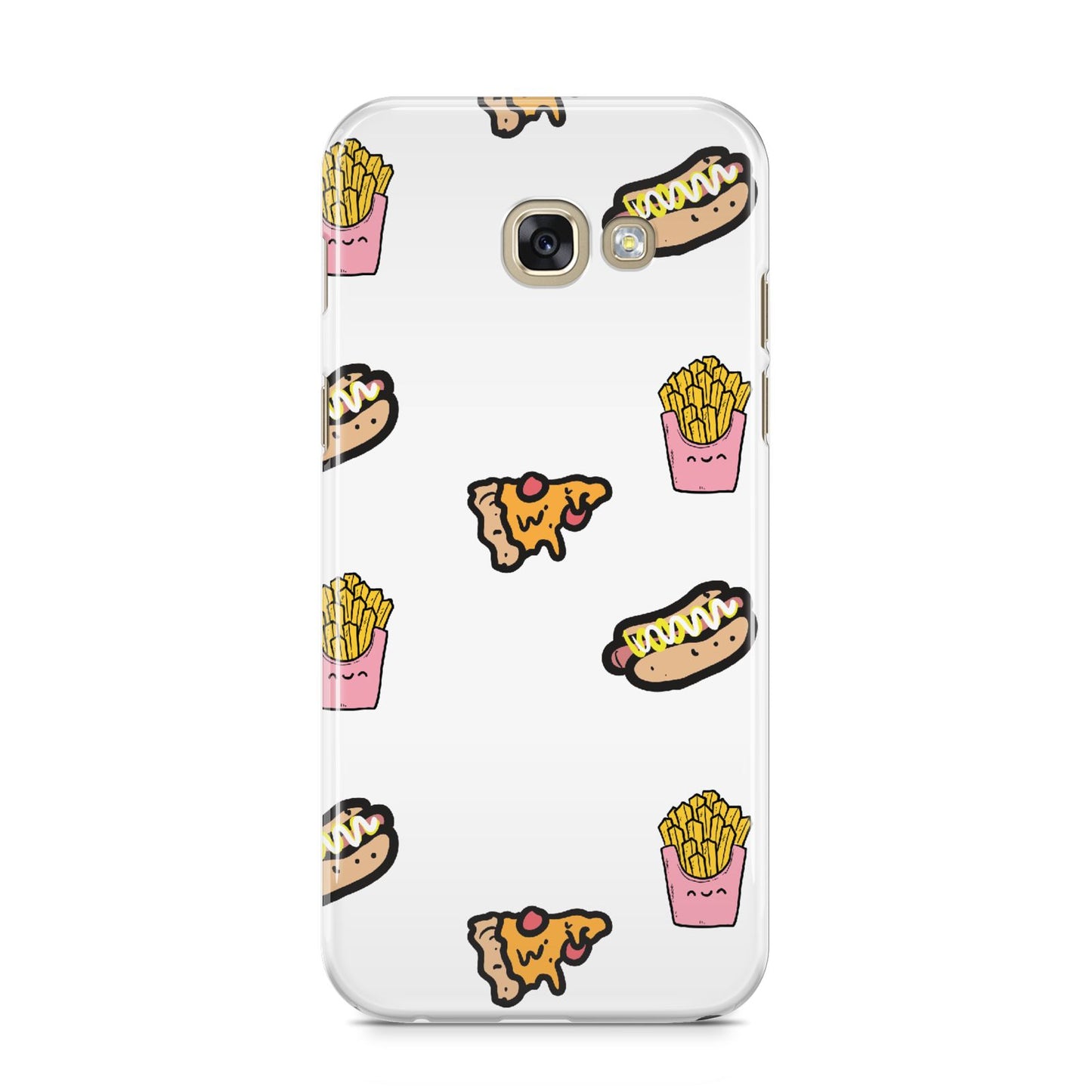 Fries Pizza Hot Dog Samsung Galaxy A5 2017 Case on gold phone