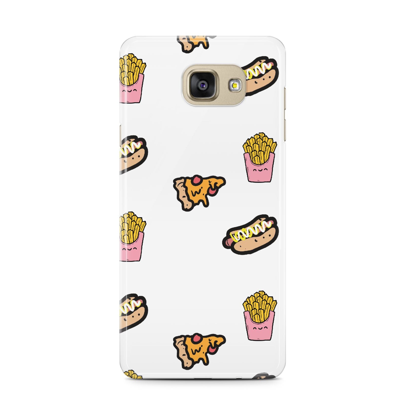 Fries Pizza Hot Dog Samsung Galaxy A7 2016 Case on gold phone