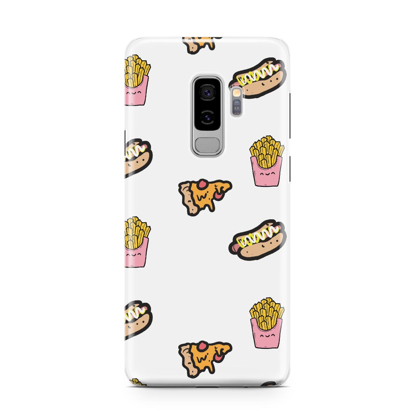 Fries Pizza Hot Dog Samsung Galaxy S9 Plus Case on Silver phone