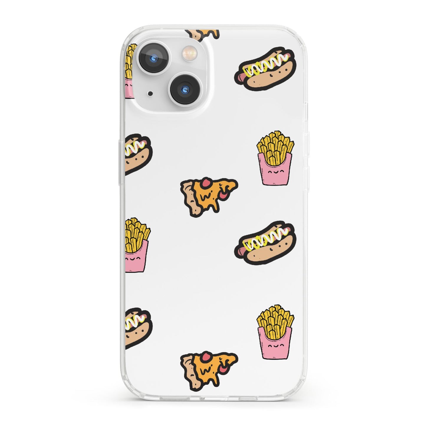 Fries Pizza Hot Dog iPhone 13 Clear Bumper Case