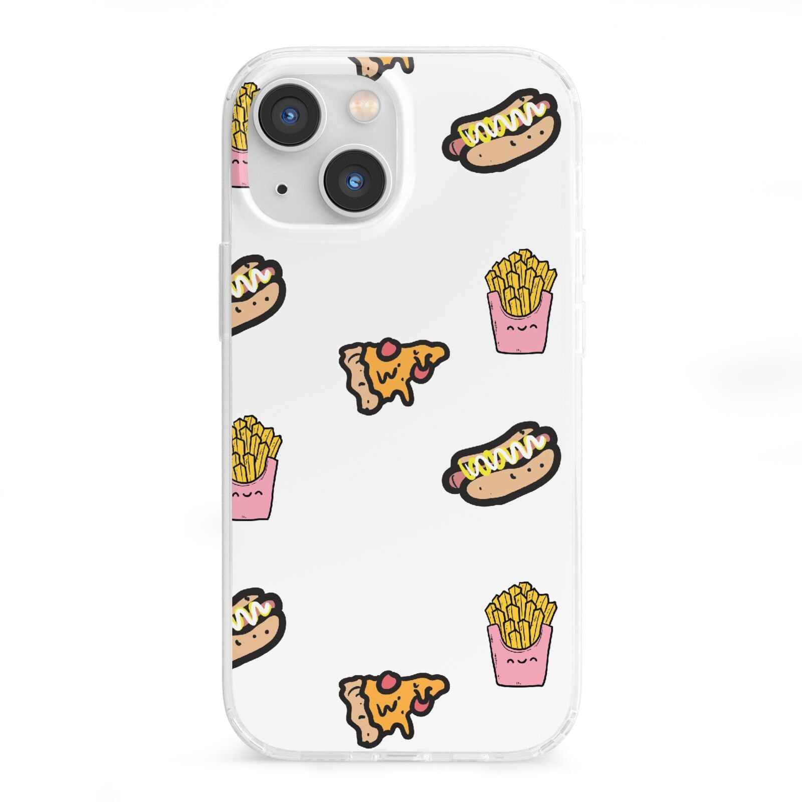 Fries Pizza Hot Dog iPhone 13 Mini Clear Bumper Case