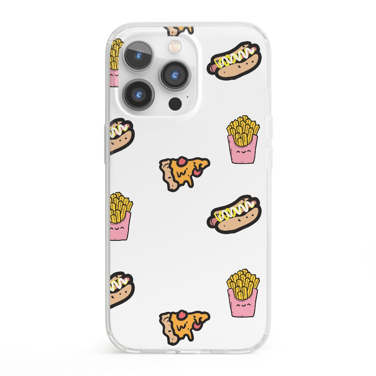 Fries Pizza Hot Dog iPhone 13 Pro Clear Bumper Case