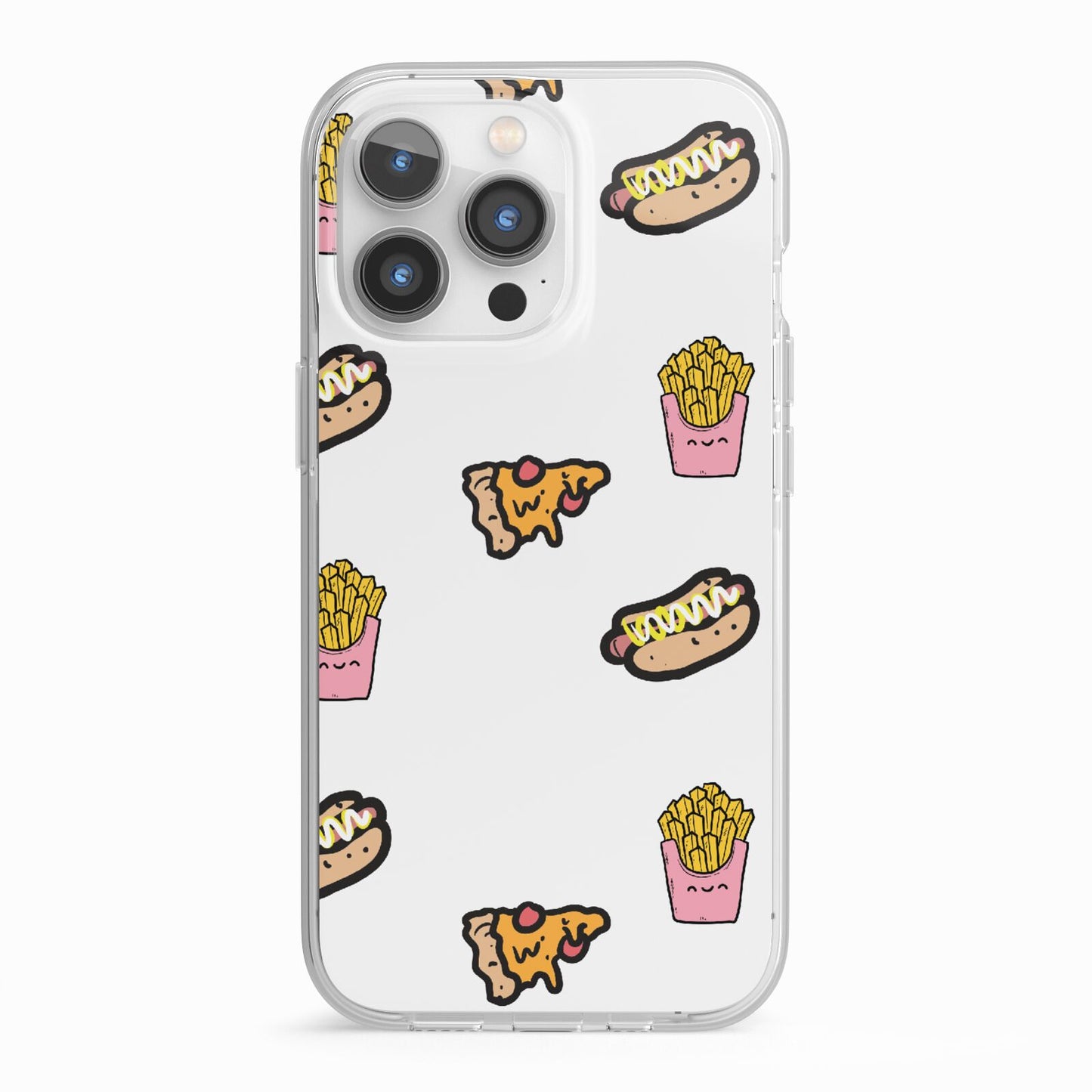 Fries Pizza Hot Dog iPhone 13 Pro TPU Impact Case with White Edges