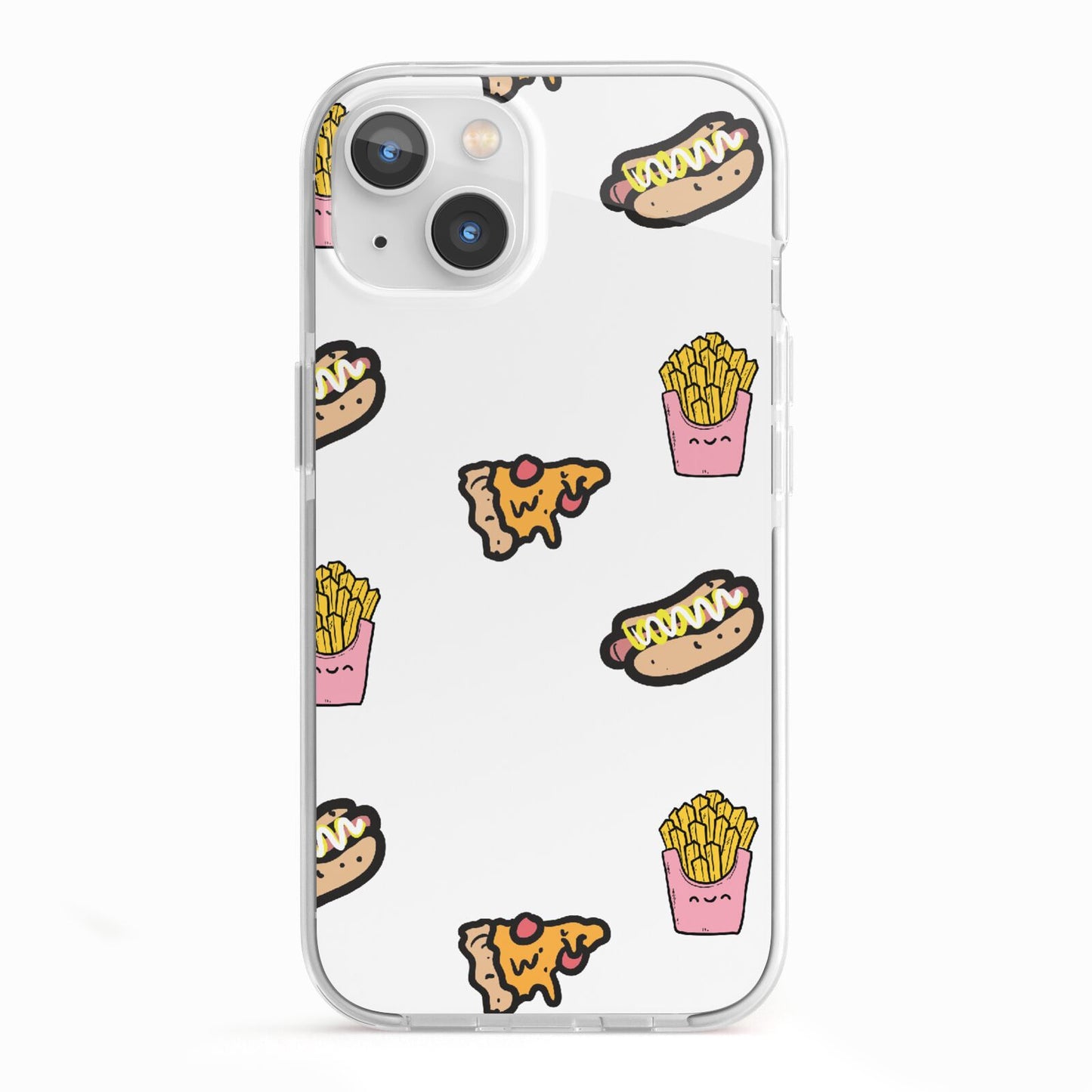 Fries Pizza Hot Dog iPhone 13 TPU Impact Case with White Edges