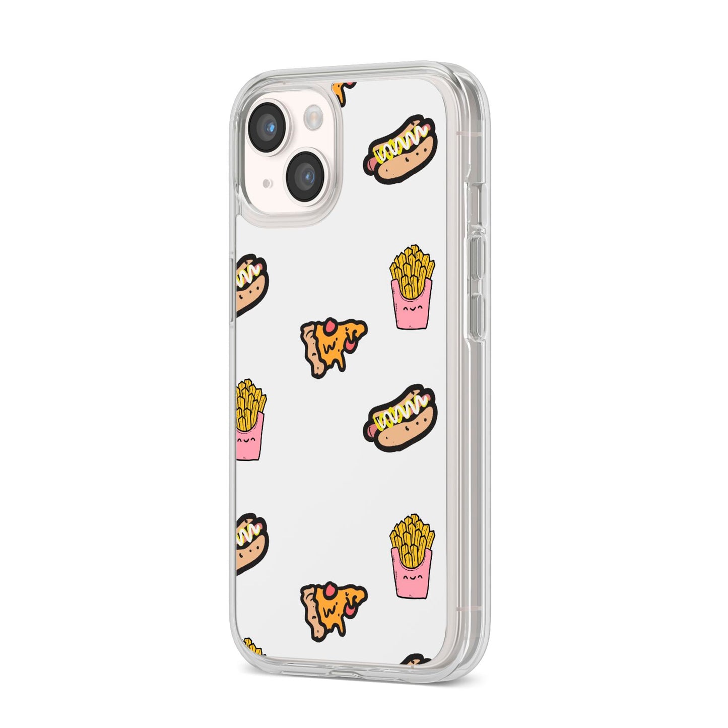 Fries Pizza Hot Dog iPhone 14 Clear Tough Case Starlight Angled Image