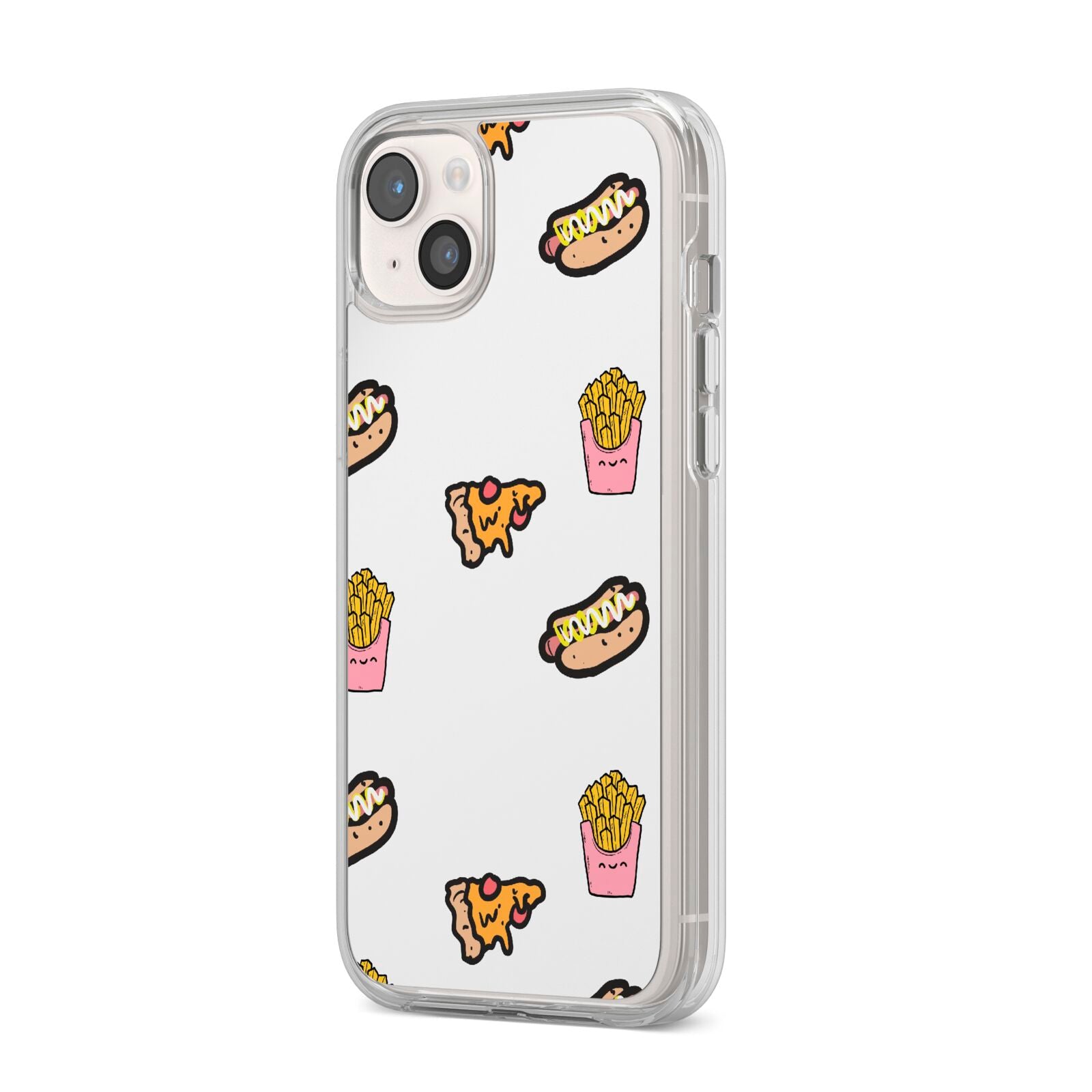 Fries Pizza Hot Dog iPhone 14 Plus Clear Tough Case Starlight Angled Image