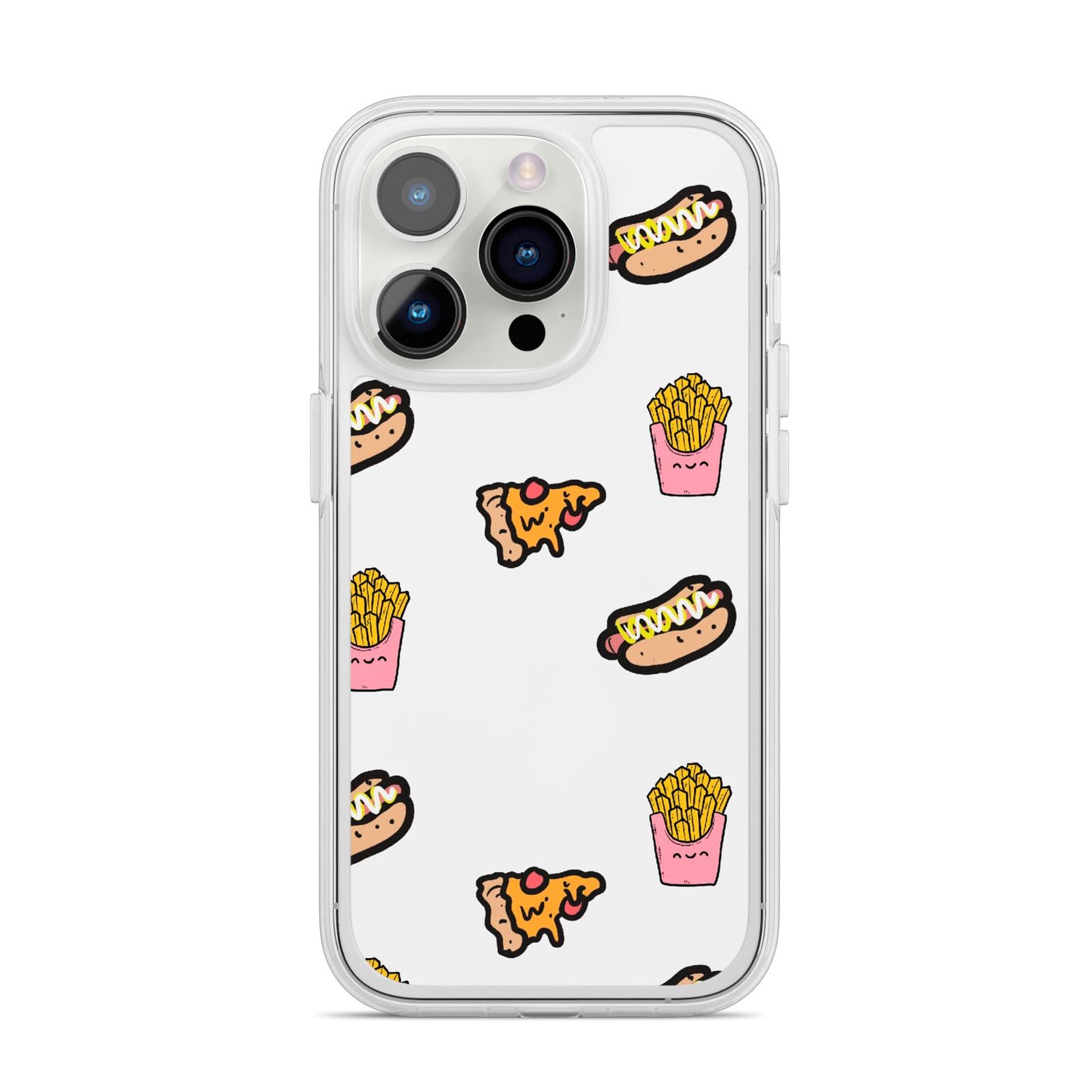 Fries Pizza Hot Dog iPhone 14 Pro Clear Tough Case Silver