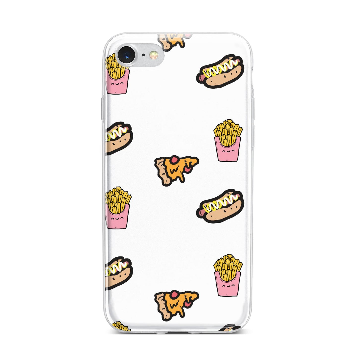 Fries Pizza Hot Dog iPhone 7 Bumper Case on Silver iPhone