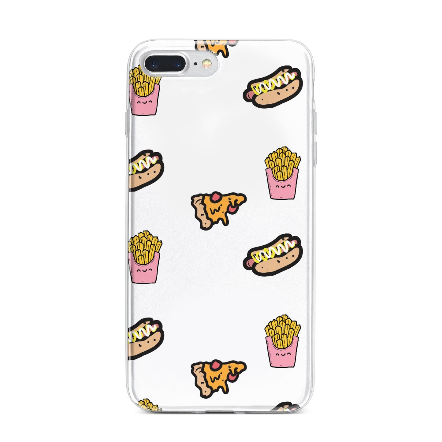 Fries Pizza Hot Dog iPhone 7 Plus Bumper Case on Silver iPhone