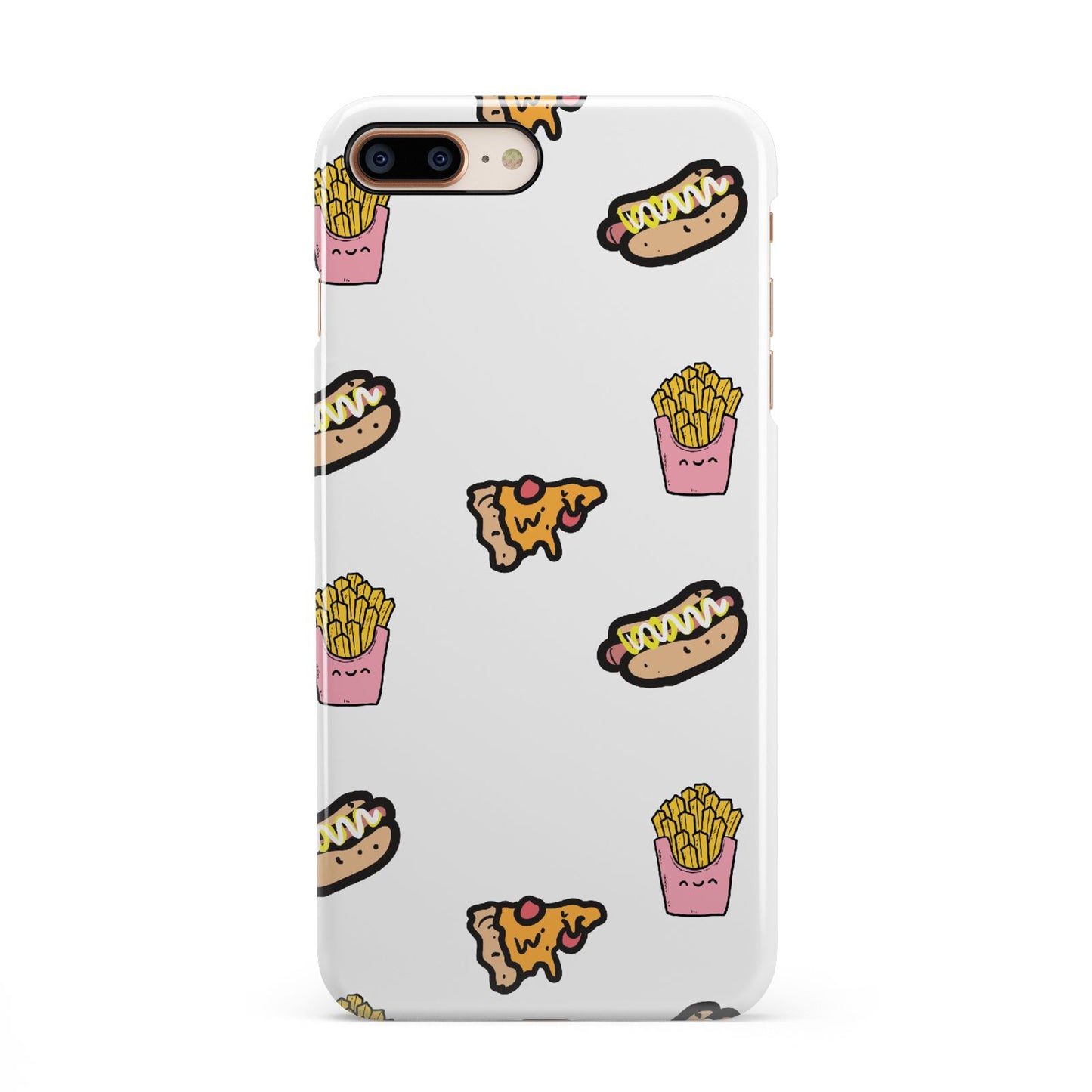 Fries Pizza Hot Dog iPhone 8 Plus 3D Snap Case on Gold Phone