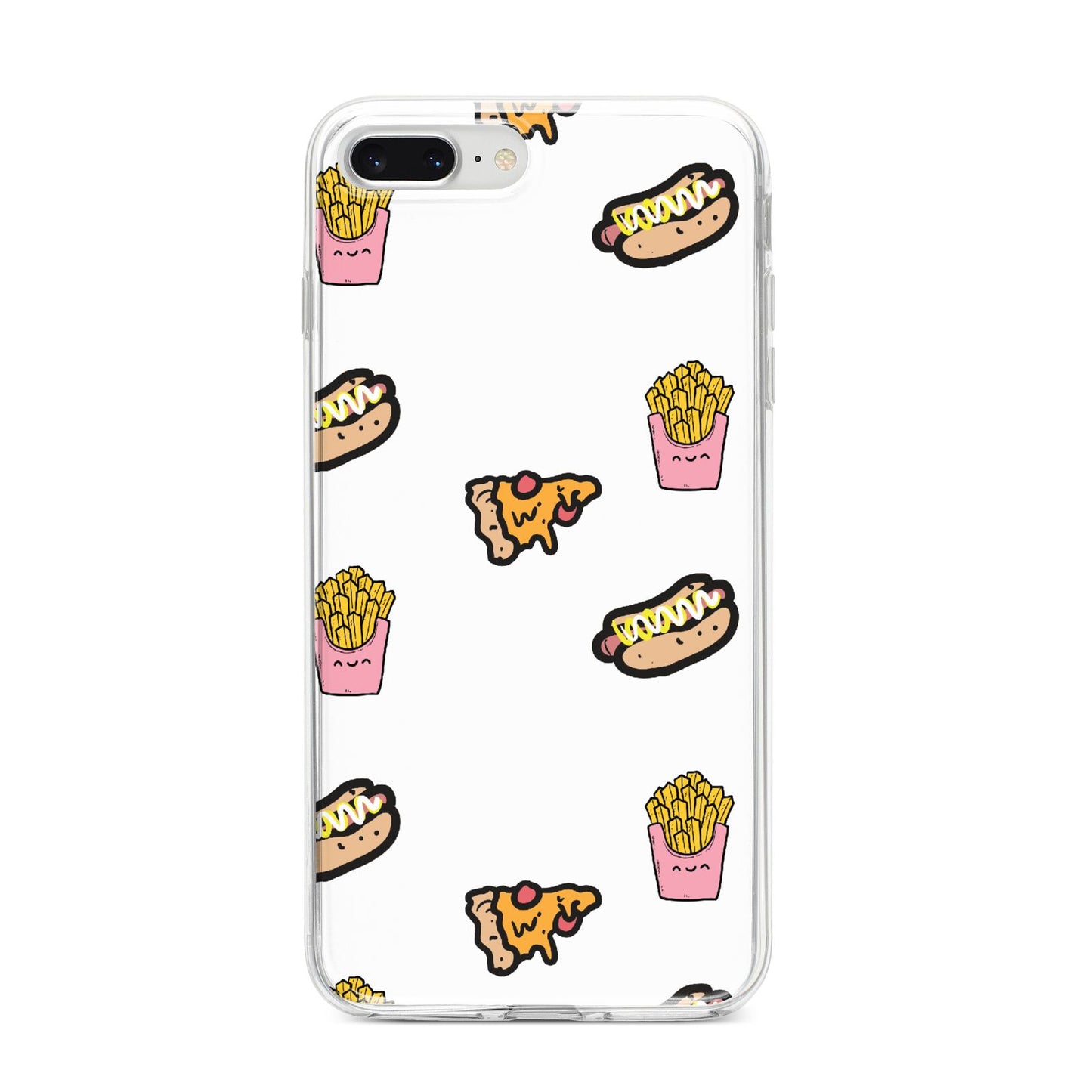 Fries Pizza Hot Dog iPhone 8 Plus Bumper Case on Silver iPhone