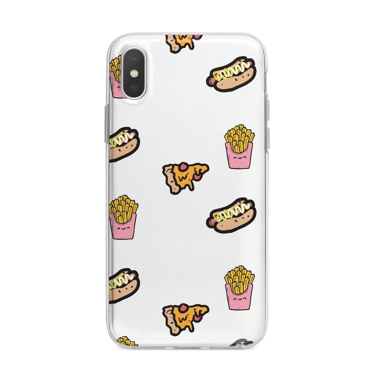 Fries Pizza Hot Dog iPhone X Bumper Case on Silver iPhone Alternative Image 1