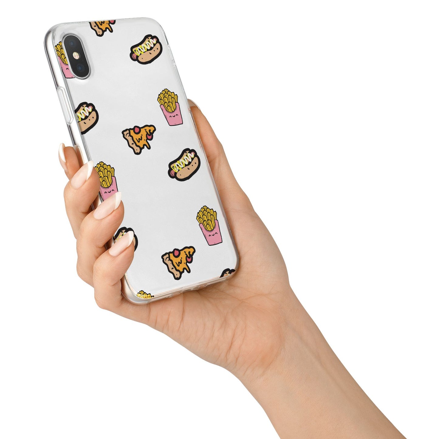 Fries Pizza Hot Dog iPhone X Bumper Case on Silver iPhone Alternative Image 2