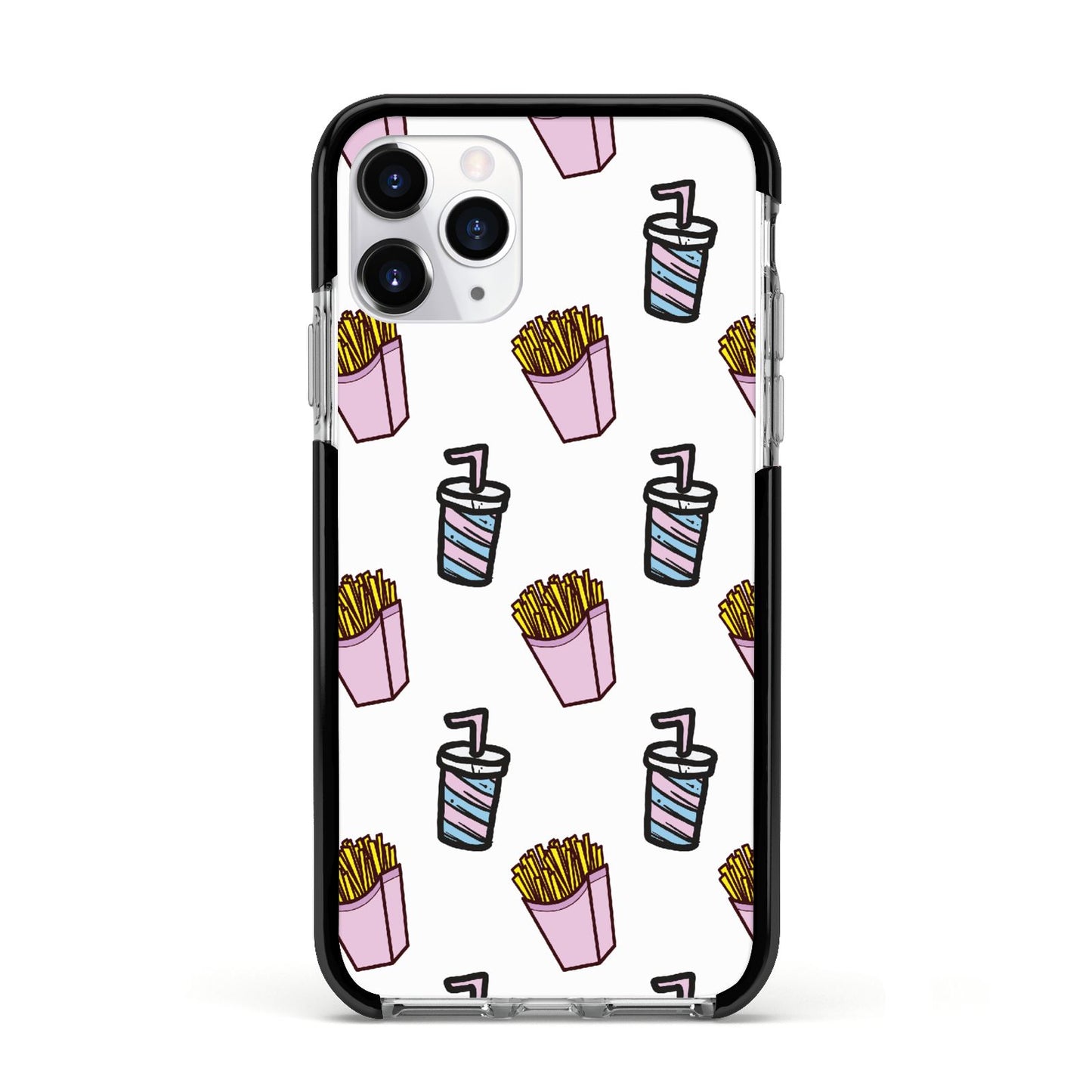 Fries Shake Fast Food Apple iPhone 11 Pro in Silver with Black Impact Case