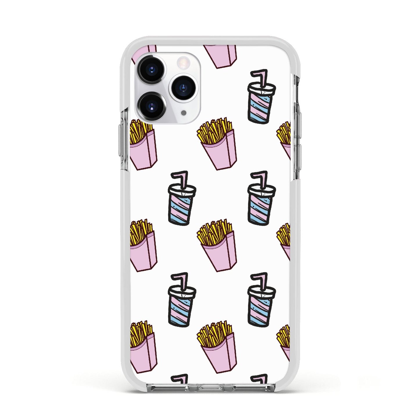 Fries Shake Fast Food Apple iPhone 11 Pro in Silver with White Impact Case