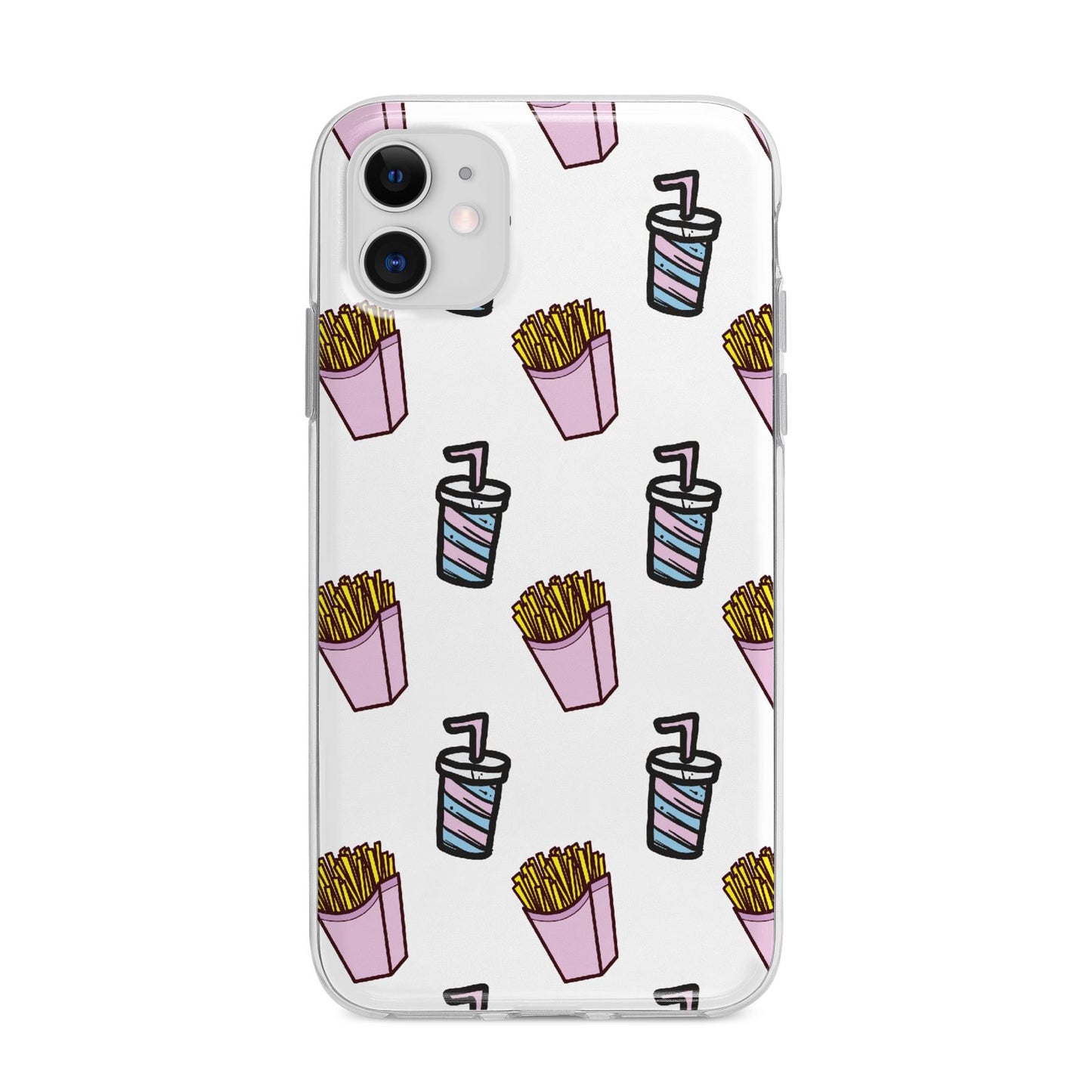 Fries Shake Fast Food Apple iPhone 11 in White with Bumper Case