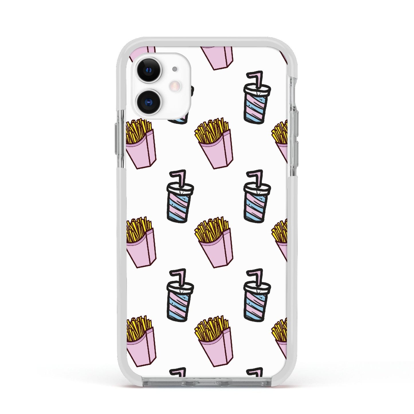 Fries Shake Fast Food Apple iPhone 11 in White with White Impact Case