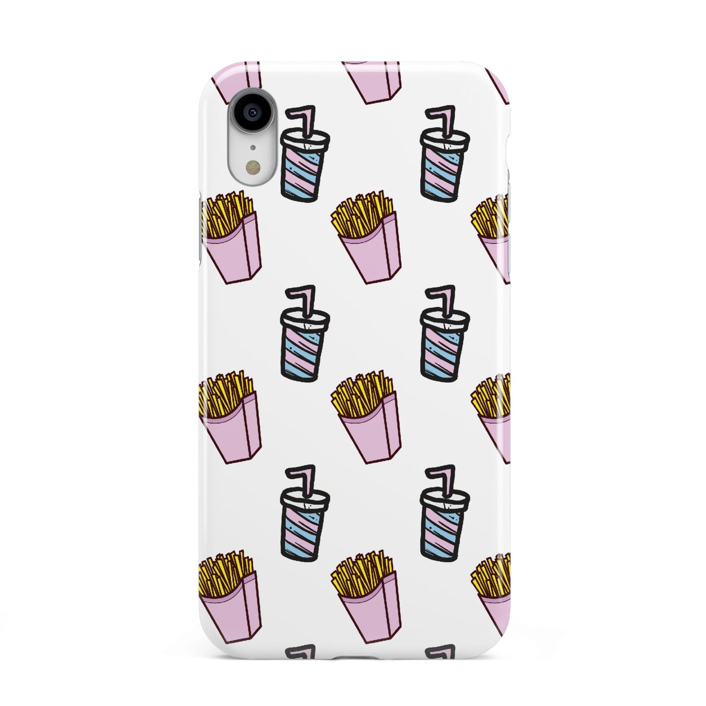 Fries Shake Fast Food Apple iPhone XR White 3D Tough Case