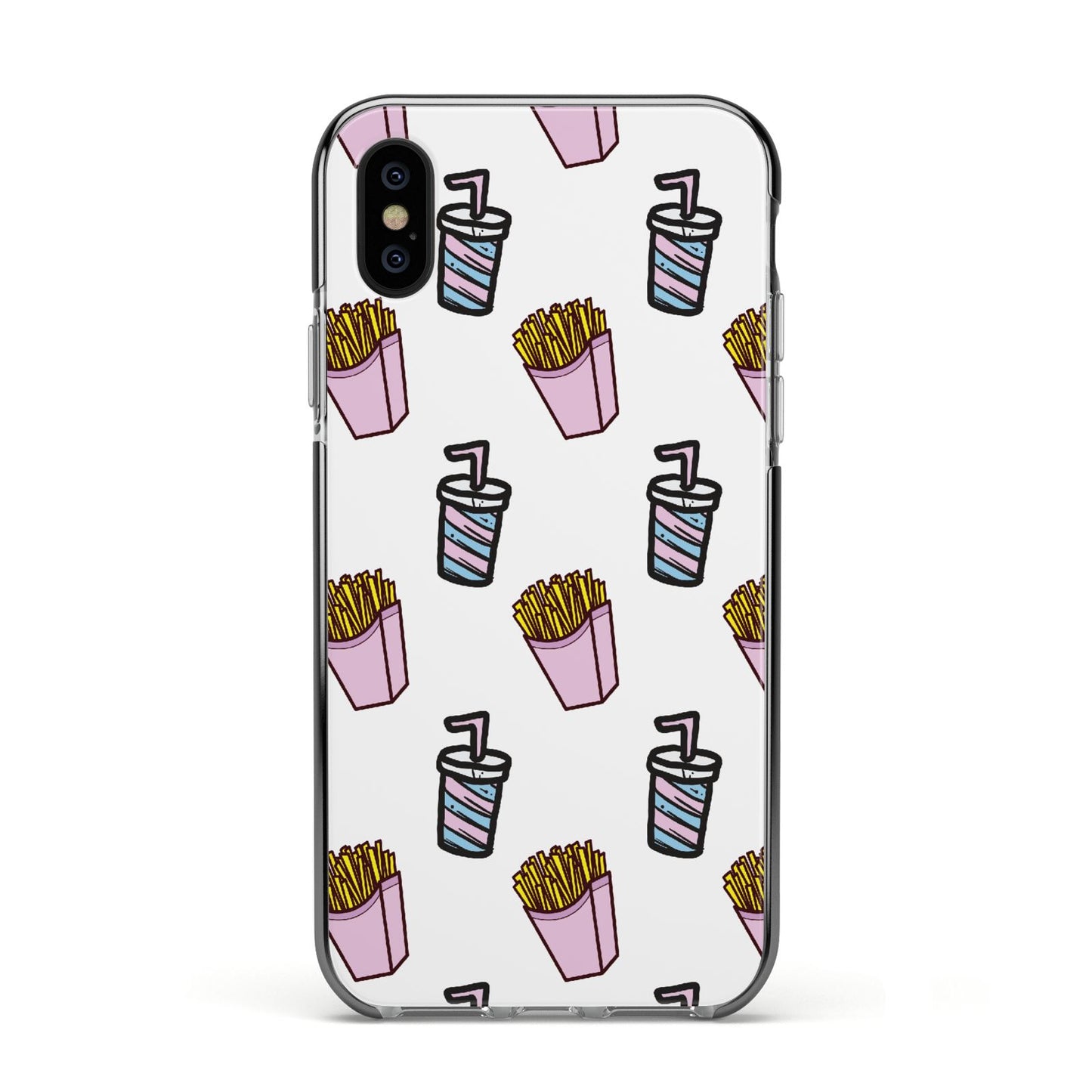 Fries Shake Fast Food Apple iPhone Xs Impact Case Black Edge on Black Phone