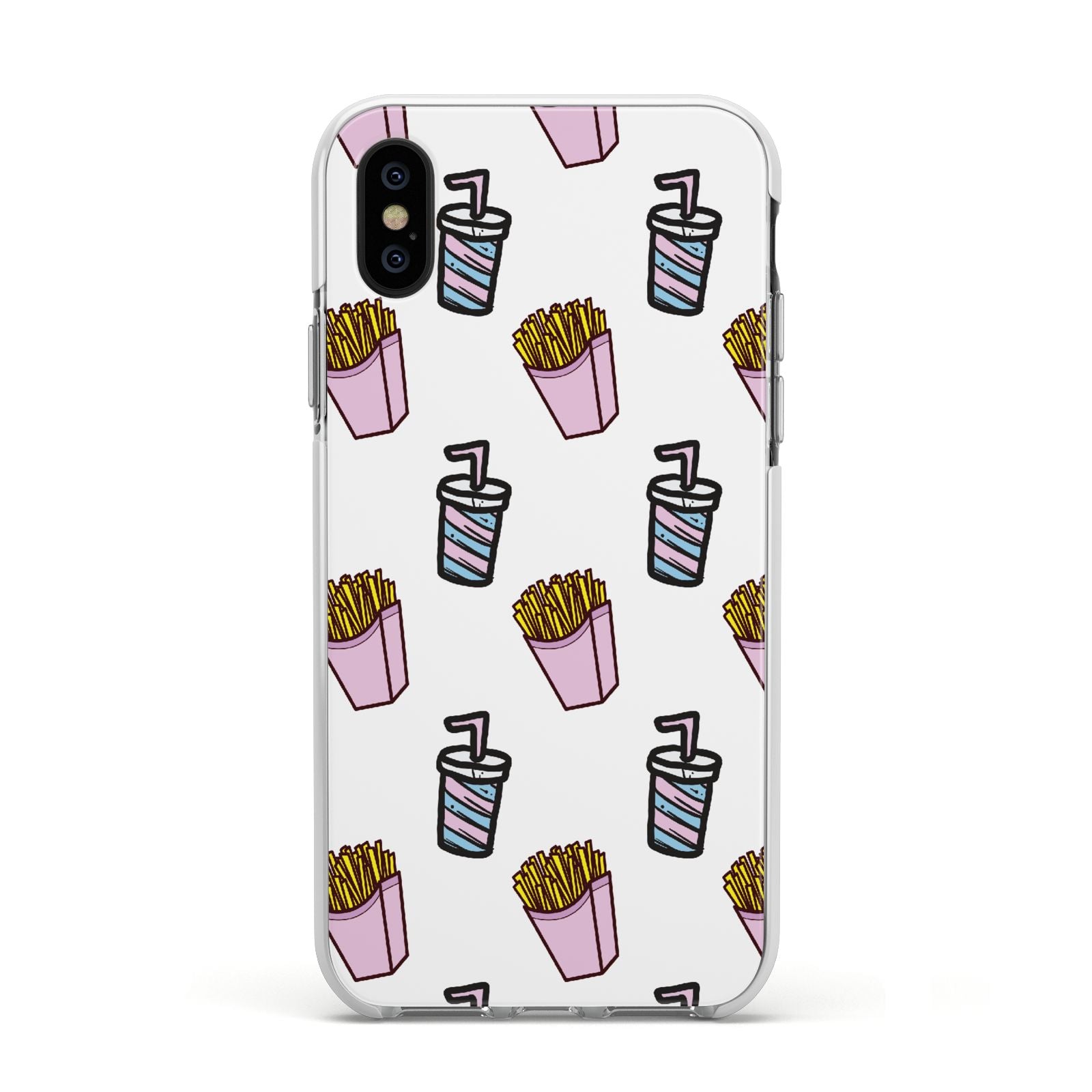 Fries Shake Fast Food Apple iPhone Xs Impact Case White Edge on Black Phone