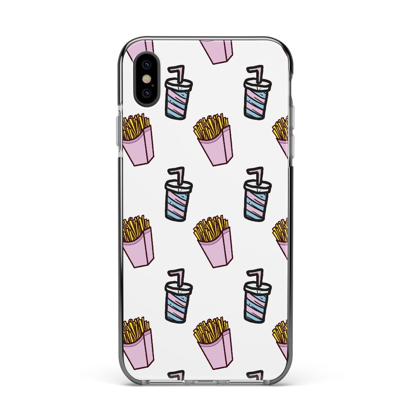 Fries Shake Fast Food Apple iPhone Xs Max Impact Case Black Edge on Black Phone