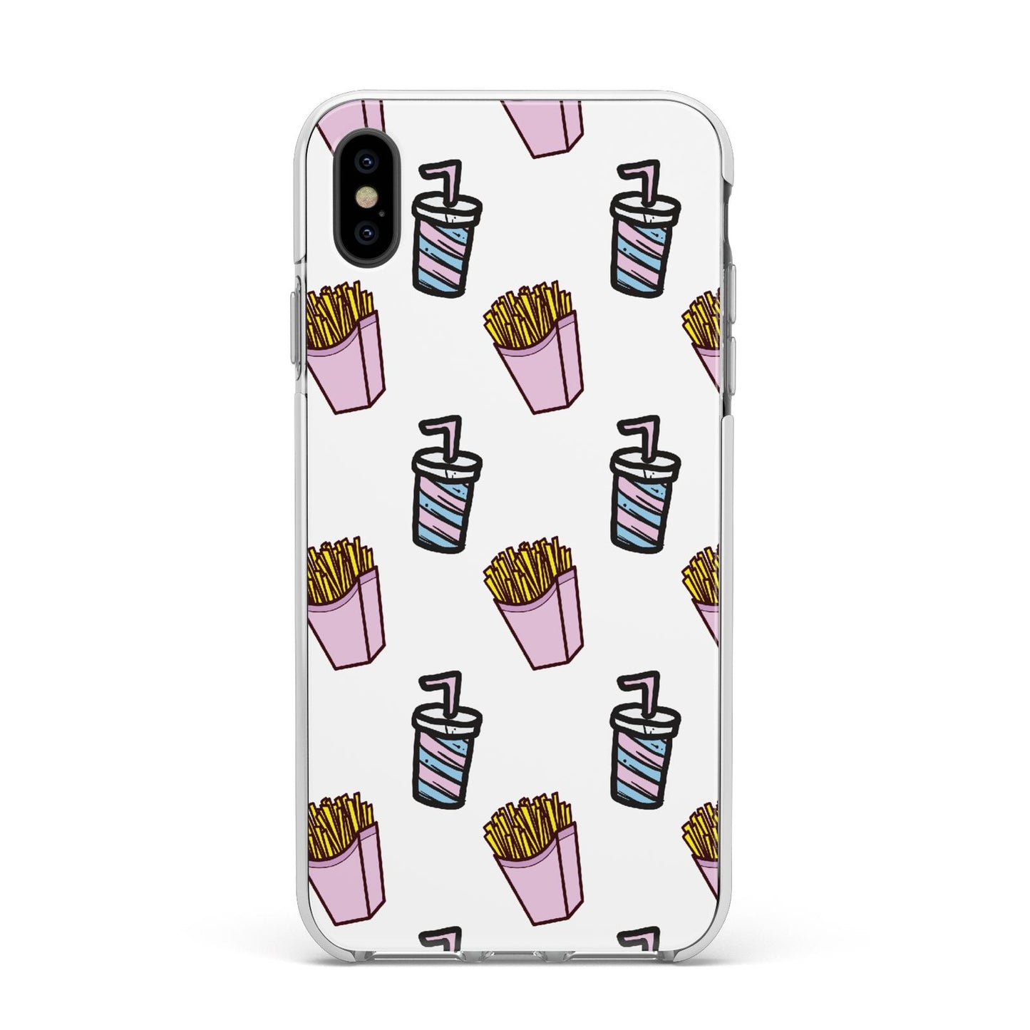 Fries Shake Fast Food Apple iPhone Xs Max Impact Case White Edge on Black Phone