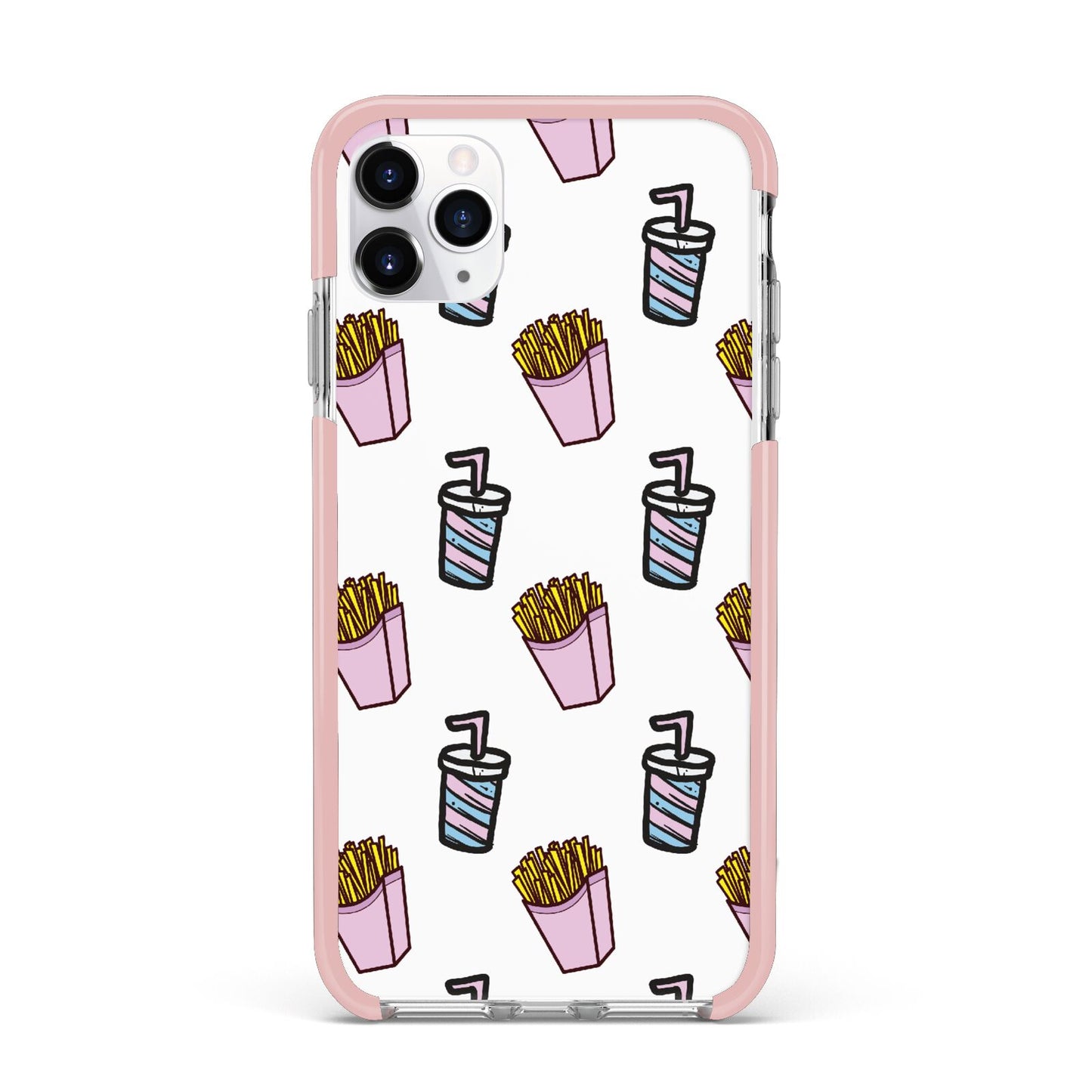 Fries Shake Fast Food iPhone 11 Pro Max Impact Pink Edge Case