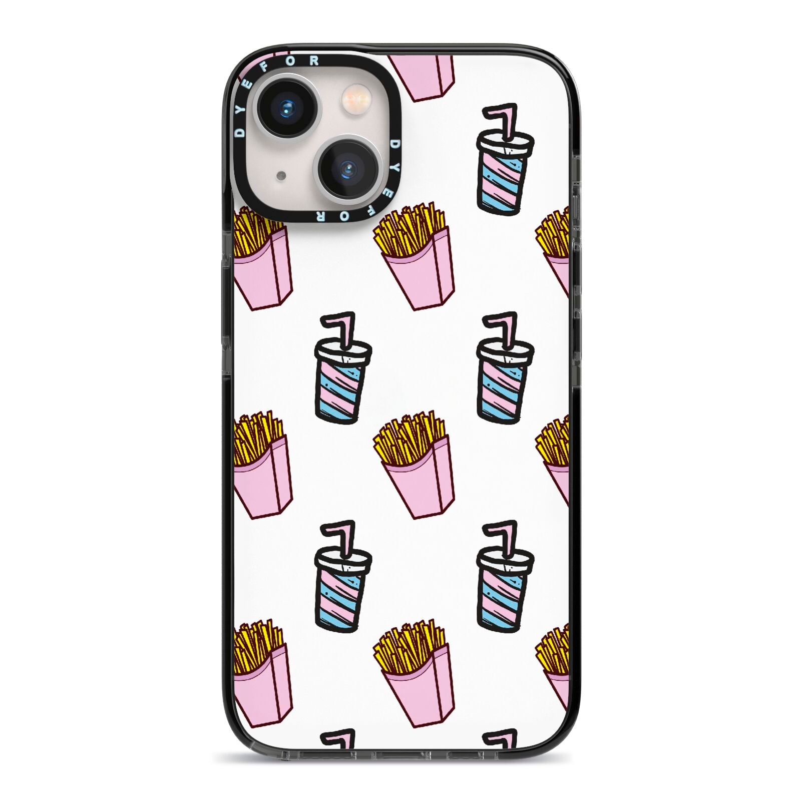 Fries Shake Fast Food iPhone 13 Black Impact Case on Silver phone