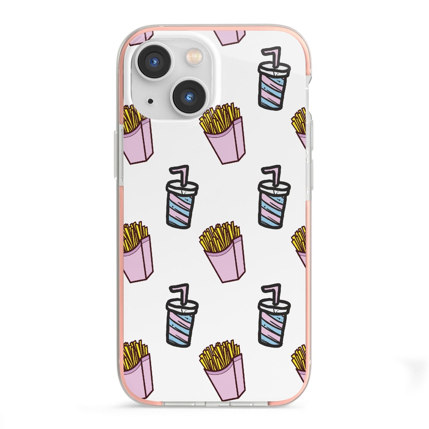 Fries Shake Fast Food iPhone 13 Mini TPU Impact Case with Pink Edges