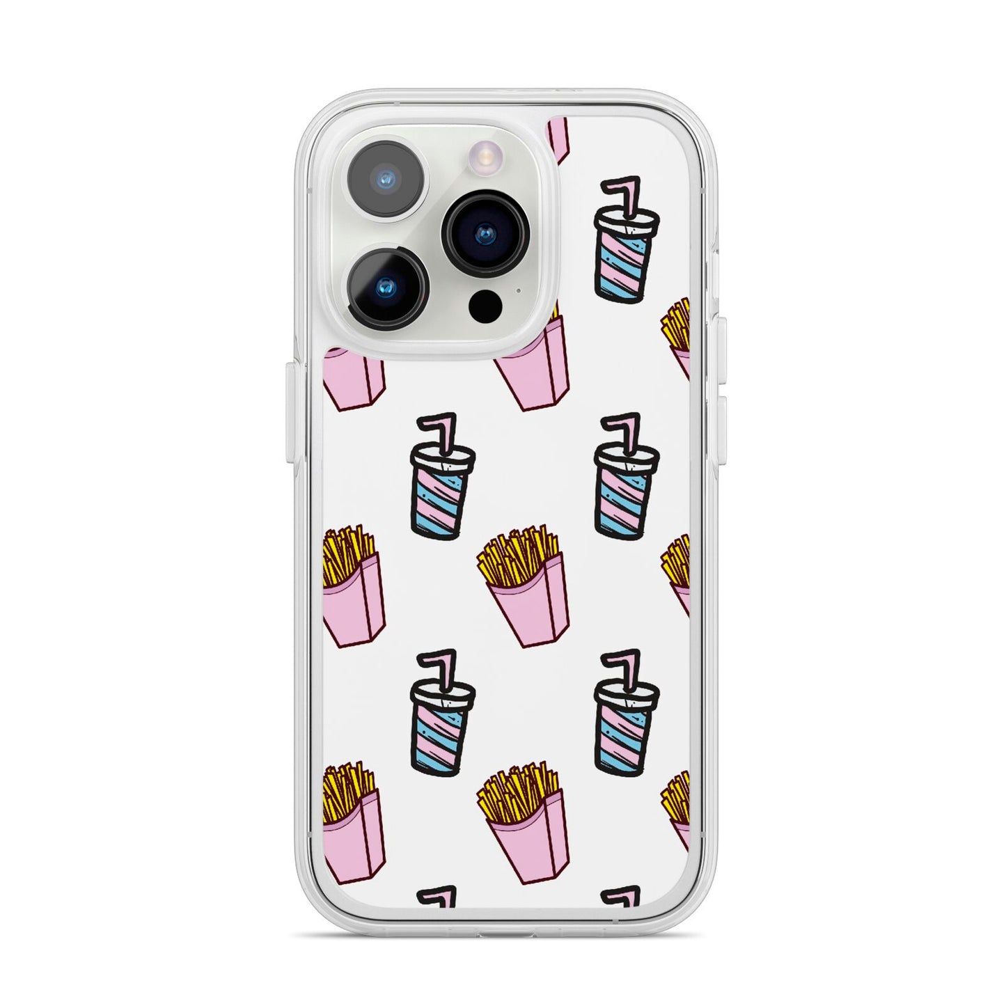 Fries Shake Fast Food iPhone 14 Pro Clear Tough Case Silver