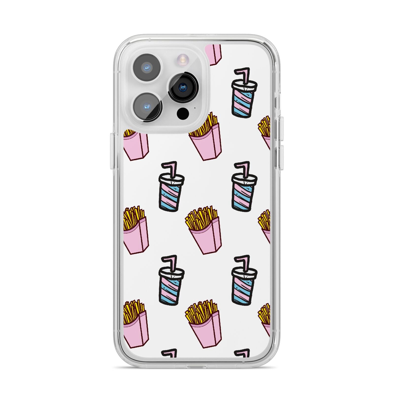 Fries Shake Fast Food iPhone 14 Pro Max Clear Tough Case Silver