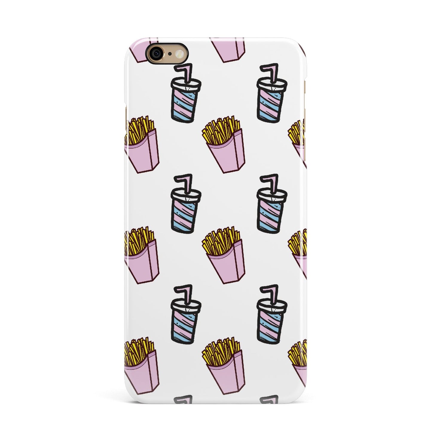 Fries Shake Fast Food iPhone 6 Plus 3D Snap Case on Gold Phone