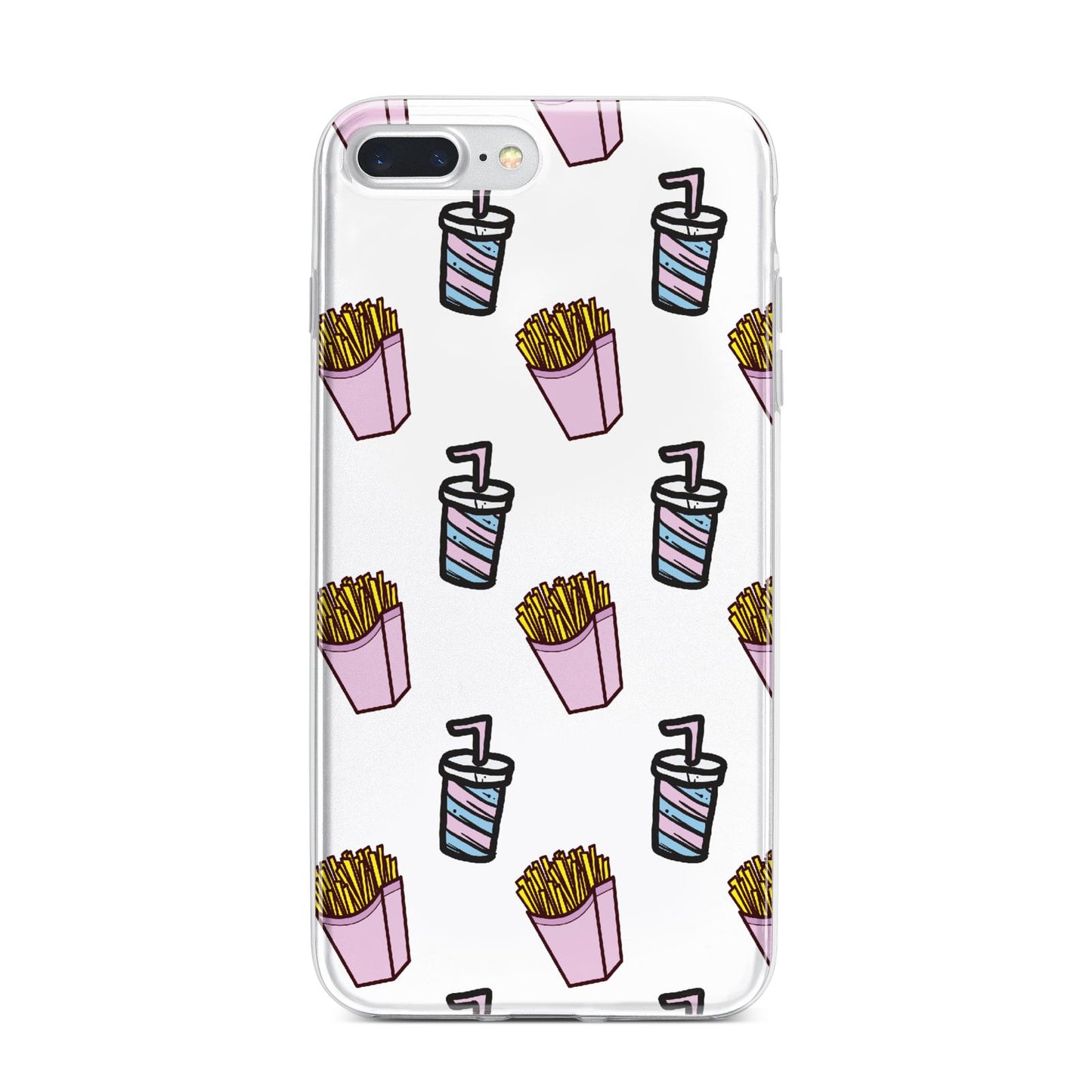 Fries Shake Fast Food iPhone 7 Plus Bumper Case on Silver iPhone