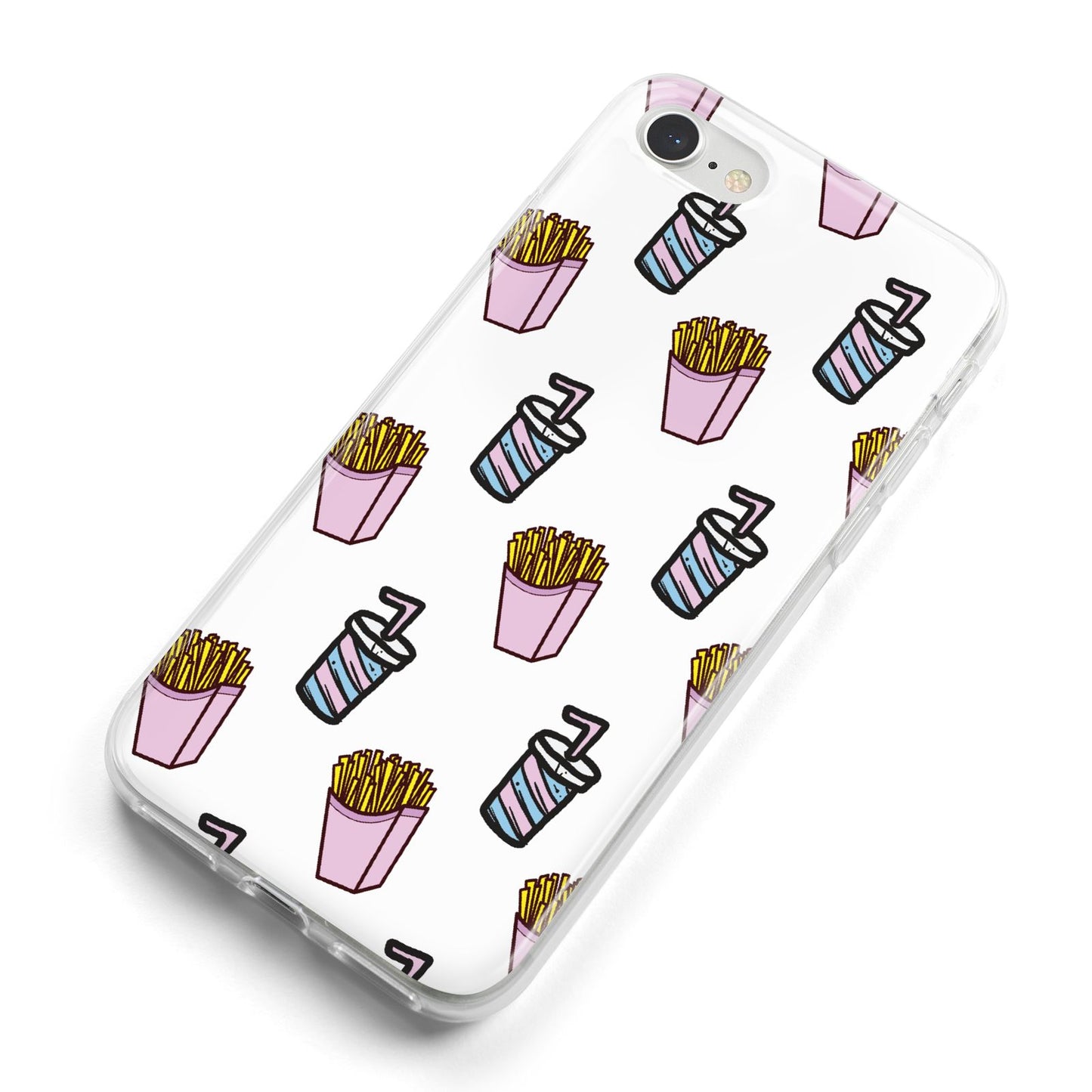 Fries Shake Fast Food iPhone 8 Bumper Case on Silver iPhone Alternative Image