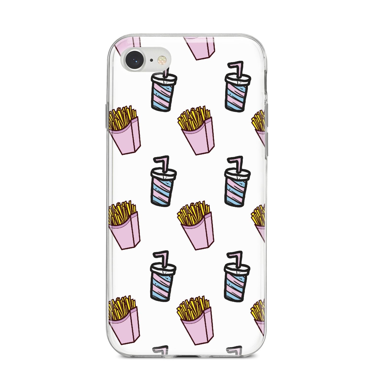 Fries Shake Fast Food iPhone 8 Bumper Case on Silver iPhone