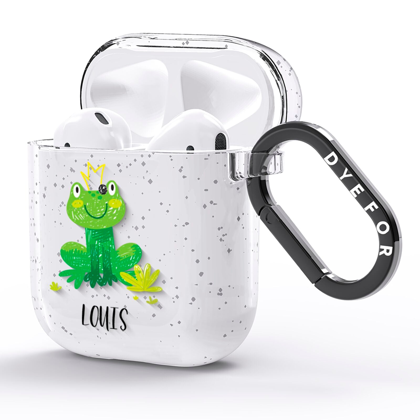 Frog Prince Custom AirPods Glitter Case Side Image