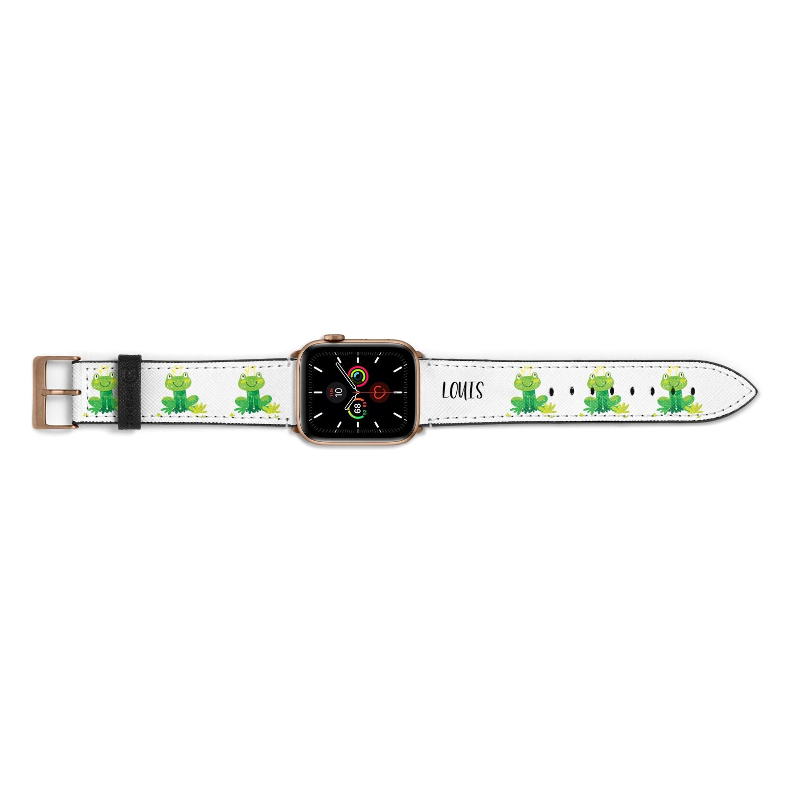 Frog Prince Custom Apple Watch Strap Landscape Image Gold Hardware