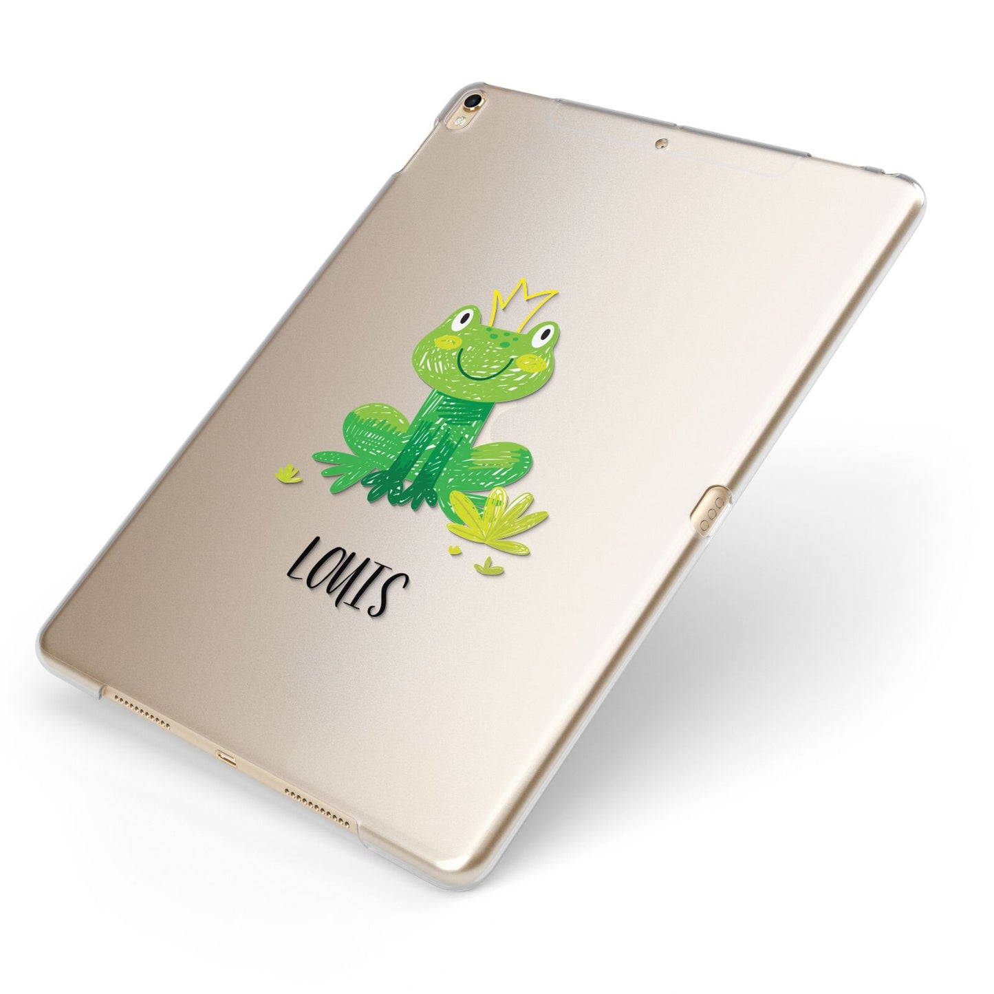 Frog Prince Custom Apple iPad Case on Gold iPad Side View