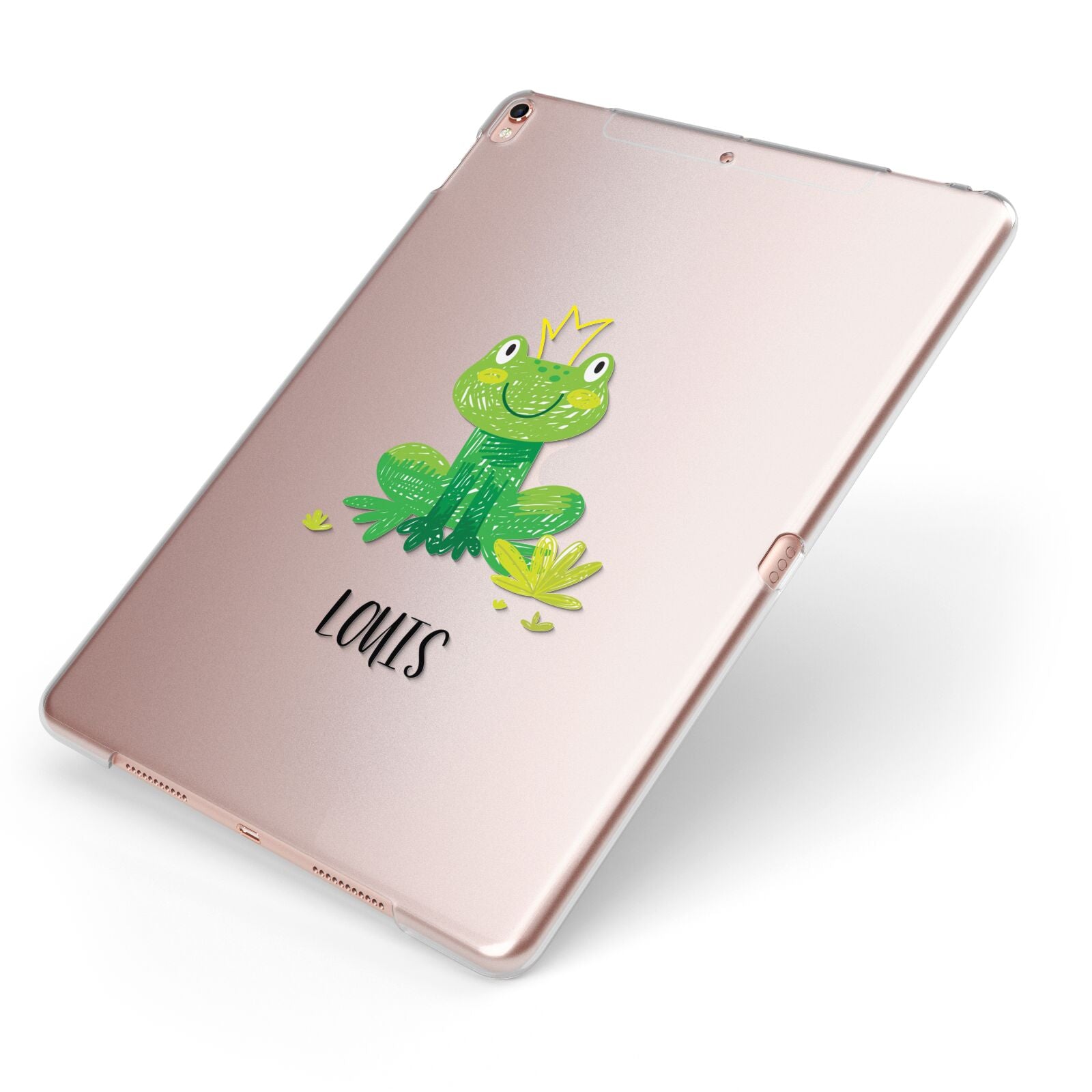 Frog Prince Custom Apple iPad Case on Rose Gold iPad Side View