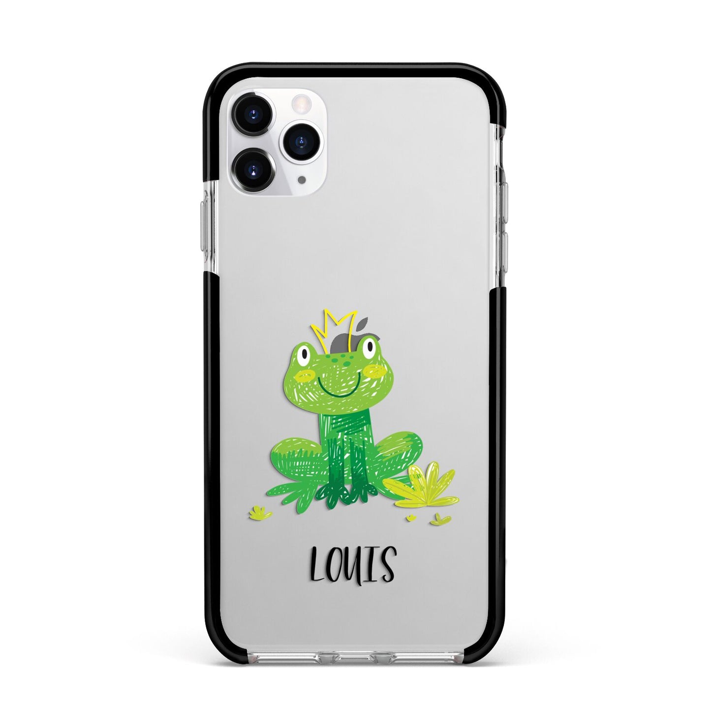 Frog Prince Custom Apple iPhone 11 Pro Max in Silver with Black Impact Case