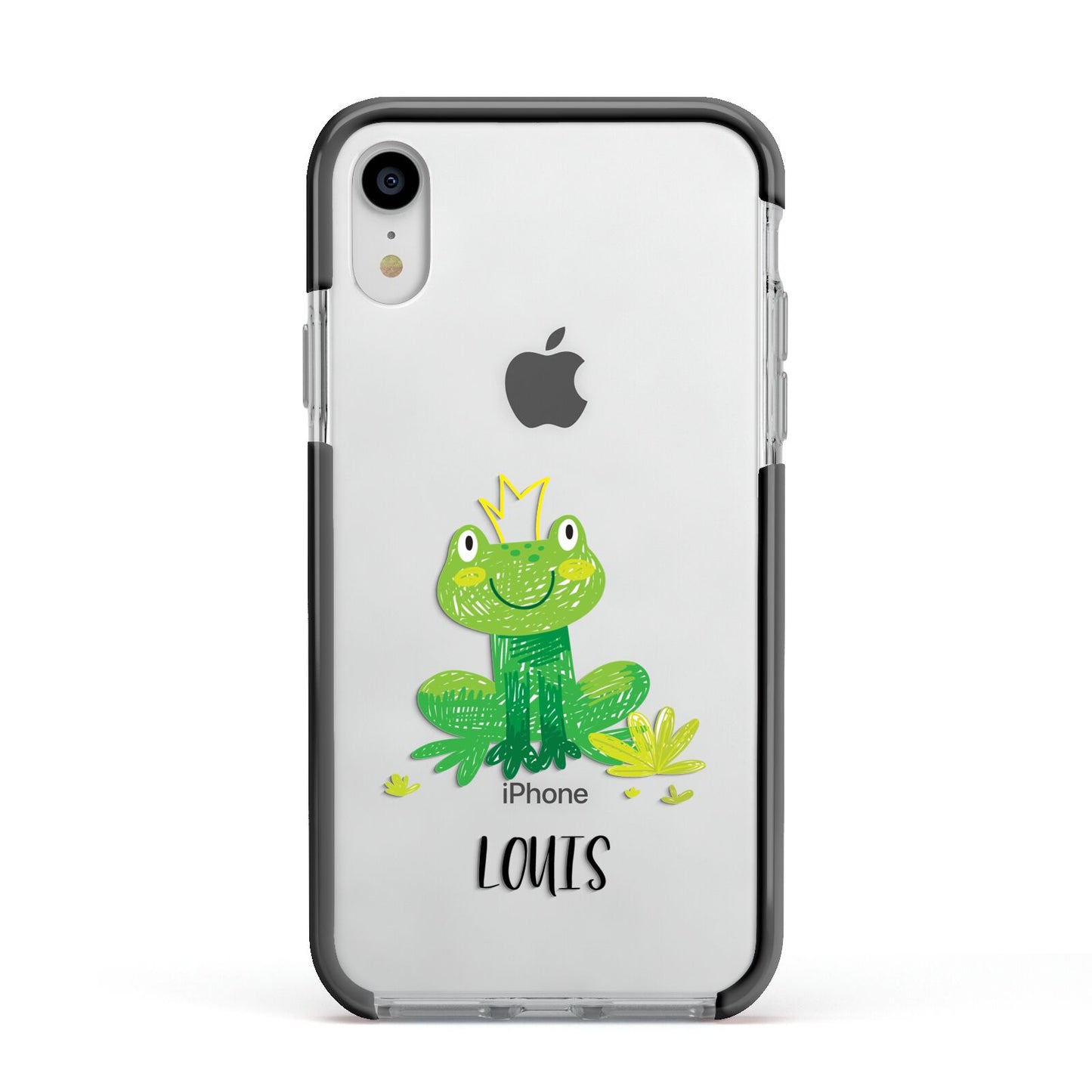 Frog Prince Custom Apple iPhone XR Impact Case Black Edge on Silver Phone