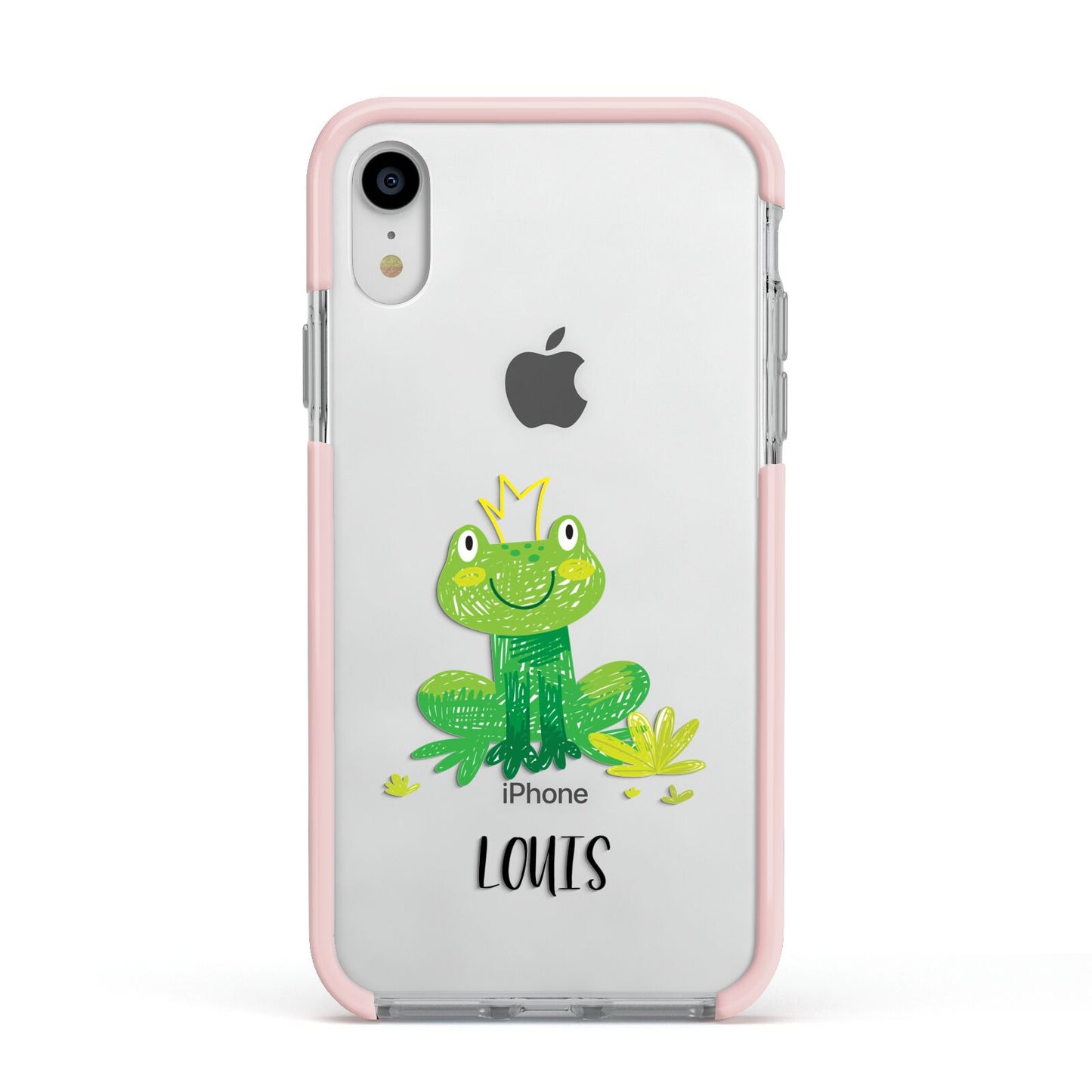 Frog Prince Custom Apple iPhone XR Impact Case Pink Edge on Silver Phone