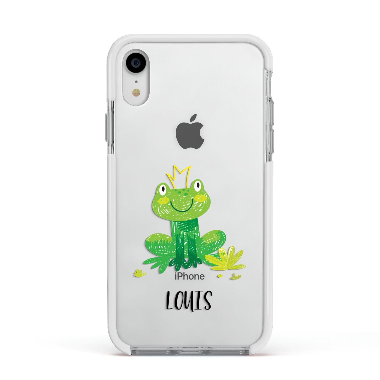 Frog Prince Custom Apple iPhone XR Impact Case White Edge on Silver Phone